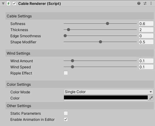 Cable Renderer Parameters
