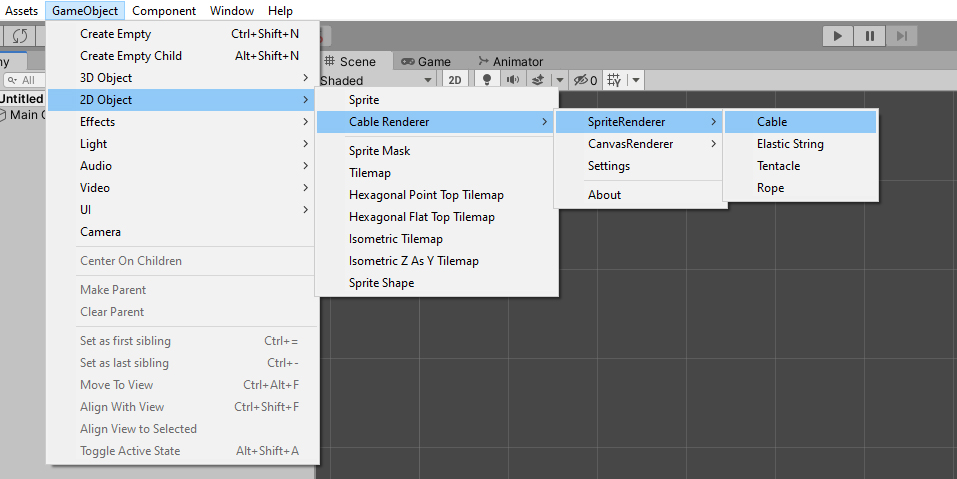 Cable Editor Menu