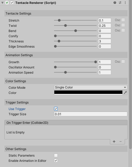 Tentacle Renderer Parameters